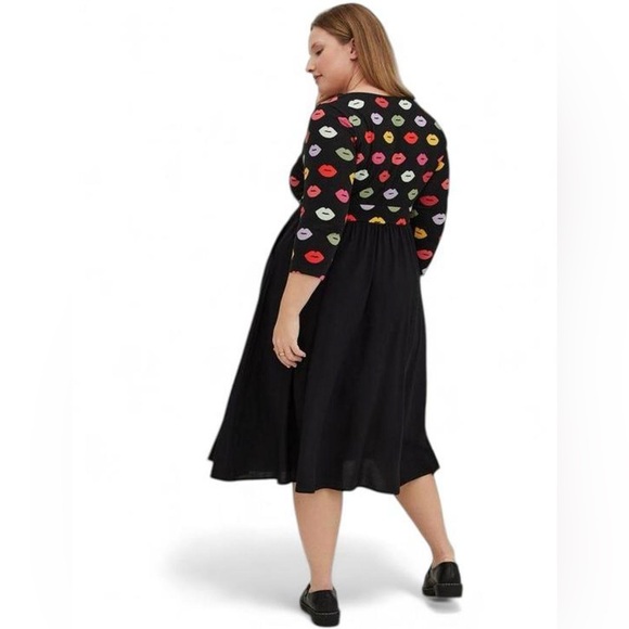 Torrid Dress Sz 4XL Black Dress with Colorful Lip Print Special Events Valentine - Picture 3 of 8
